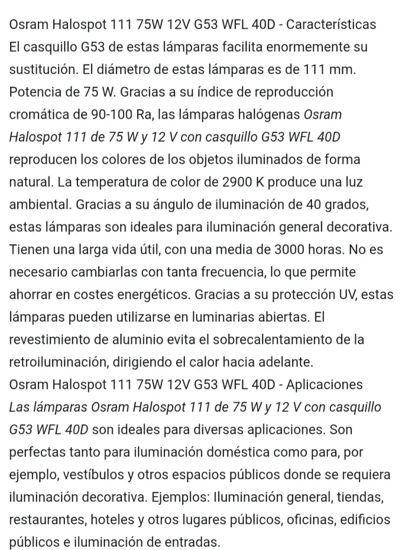 Pack de 6 lámparas halógena Osram Halspot 75W - 6