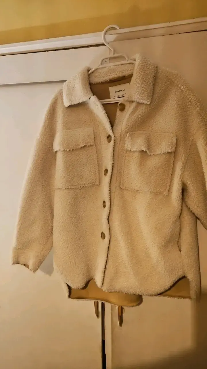 Chaqueta de lana beige para mujer - 1
