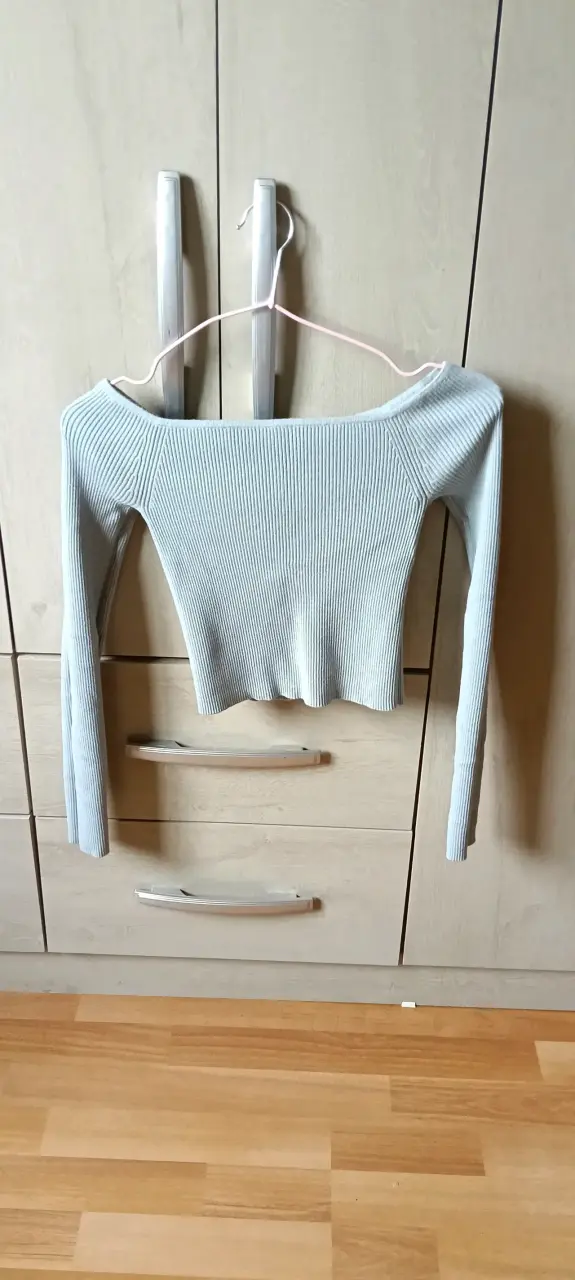 Polera de punto gris claro para mujer - 1