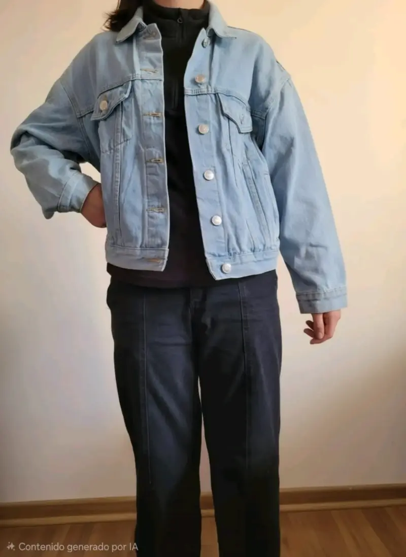 Chaqueta de mezclilla azul claro para mujer - 1