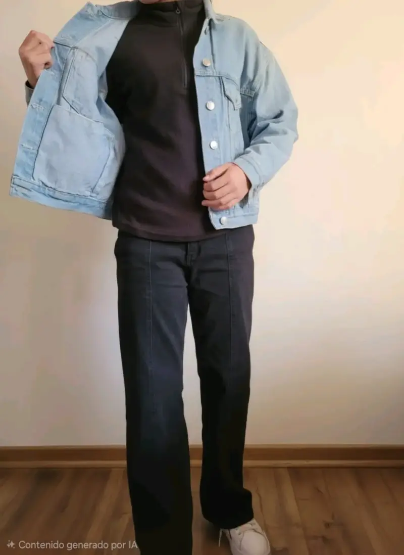 Chaqueta de mezclilla azul claro para mujer - 2