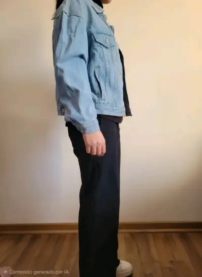 Chaqueta de mezclilla azul claro para mujer - miniatura 3