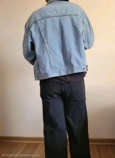Chaqueta de mezclilla azul claro para mujer - miniatura 4