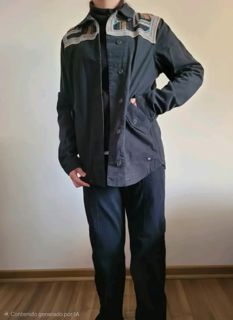 Chaqueta negra con detalles bordados - 1
