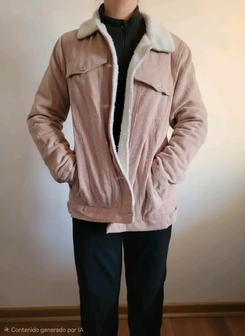 Chaqueta de pana beige con forro de lana - 1