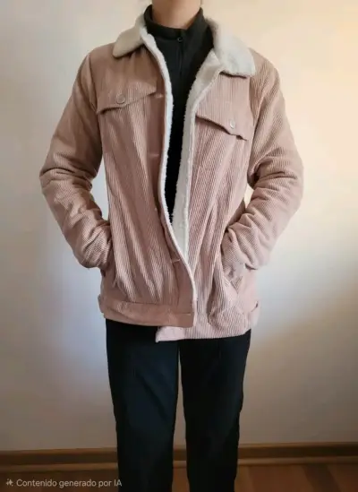 Chaqueta de pana beige con forro de lana - miniatura 1