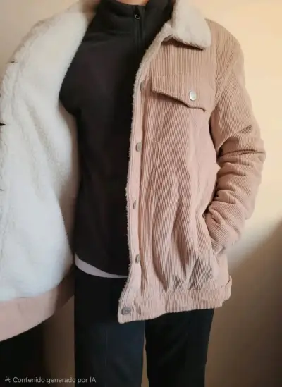 Chaqueta de pana beige con forro de lana - miniatura 2