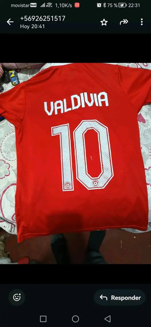 Camiseta Roja de Fútbol Valdivia 10 - 1