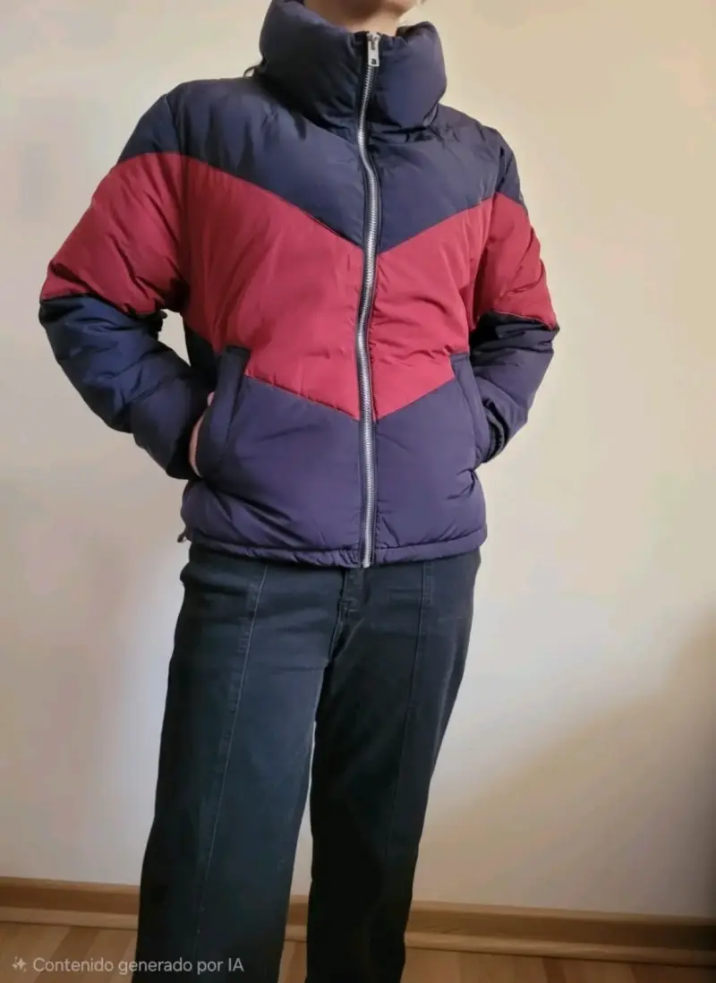 Chaqueta acolchada bicolor para invierno - 1