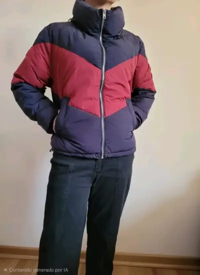 Chaqueta acolchada bicolor para invierno - miniatura 1