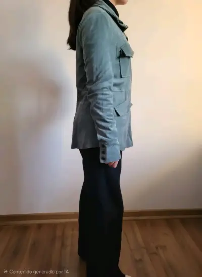 Chaqueta de gamuza verde con bolsillos - miniatura 2