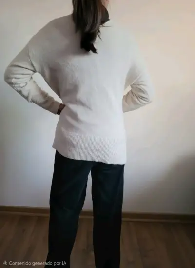 Suéter blanco con detalles de perlas para hombre - miniatura 2