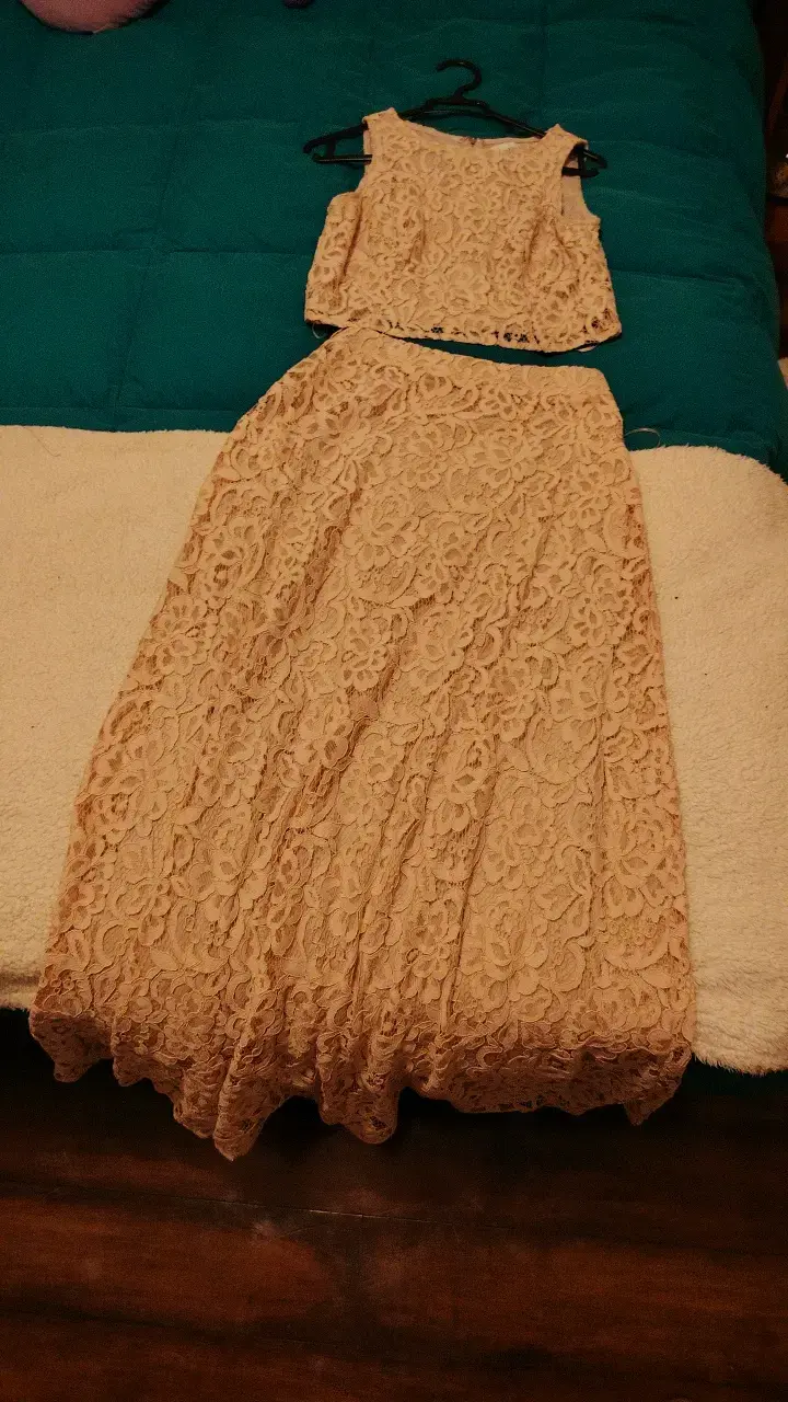 Conjunto de encaje palo rosa para mujer