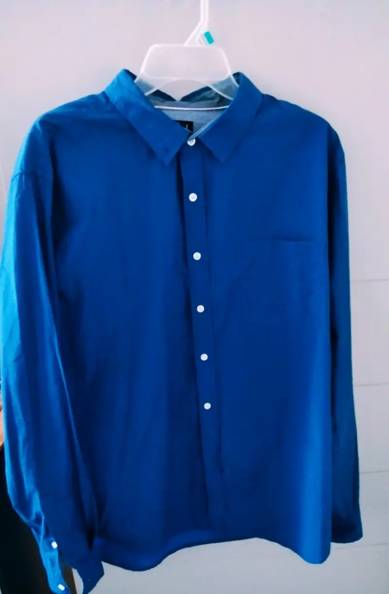 Camisa azul de hombre manga larga