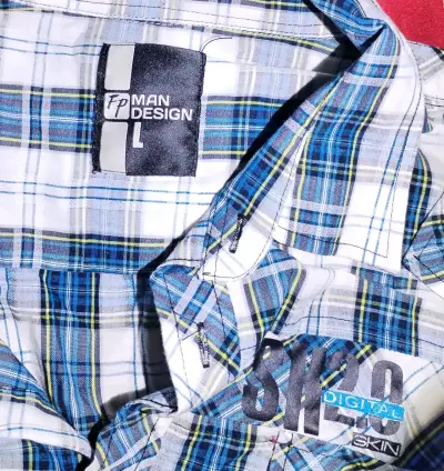 Camisa Hombre Pitman Design Cuadrillé Azul - miniatura 3