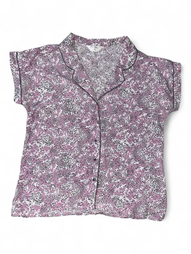Pijama corto print rosa - 1
