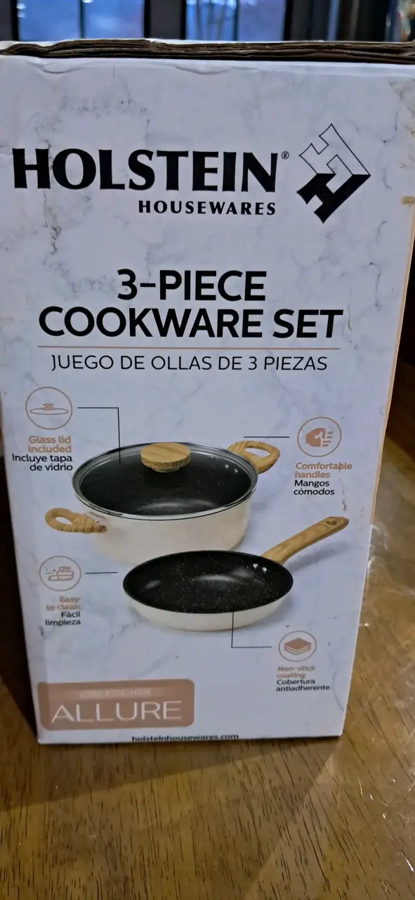Juego de ollas Holstein de 3 piezas con tapa de vidrio