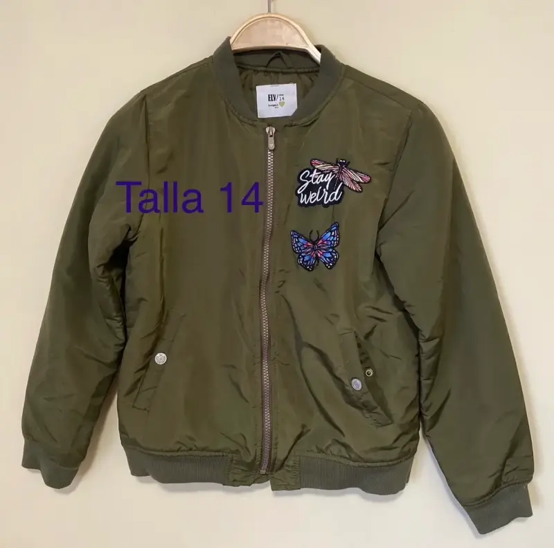 Chaqueta verde para niña con bordados talla 14 - 1