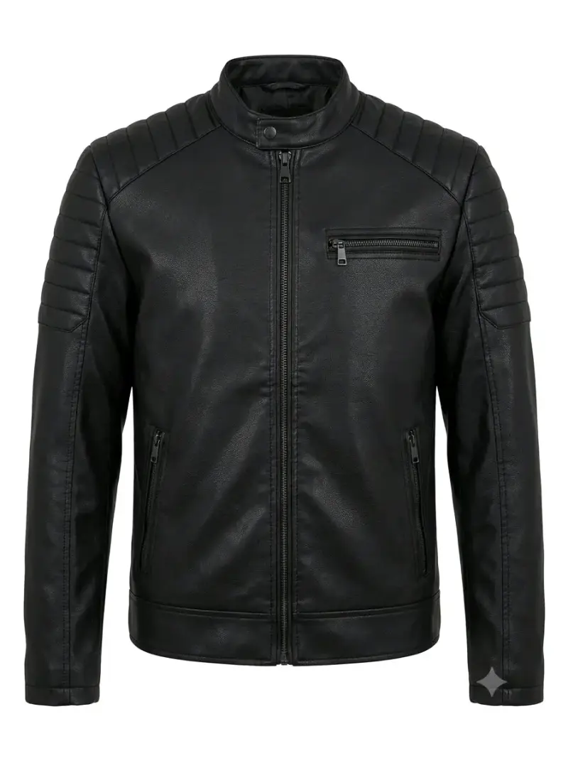 Chaqueta de cuero negra mossimo para hombre - 1
