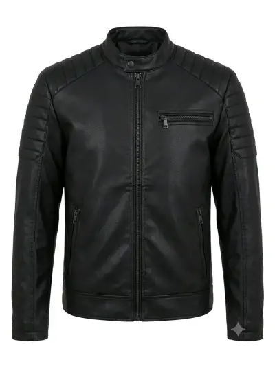 Chaqueta de cuero negra mossimo para hombre - miniatura 1