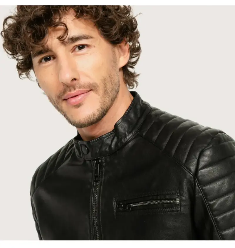 Chaqueta de cuero negra mossimo para hombre - 3