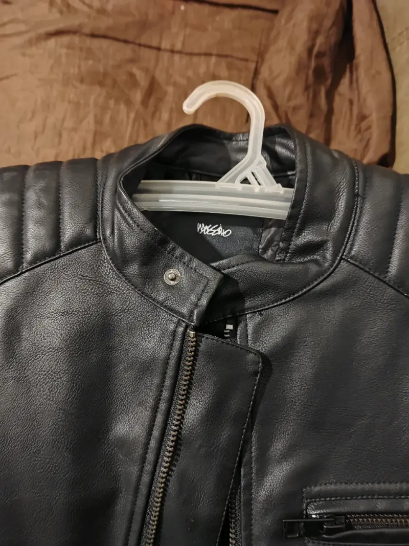 Chaqueta de cuero negra mossimo para hombre - 4