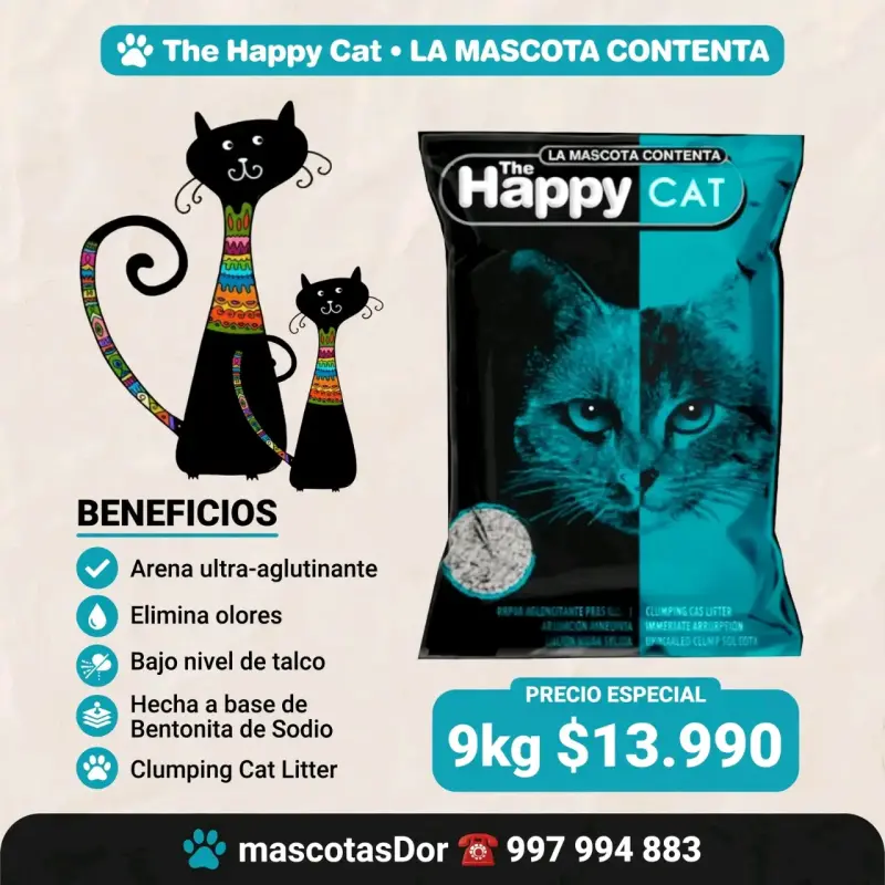 Arena para gatos The Happy Cat 9kg ultra-aglutinante