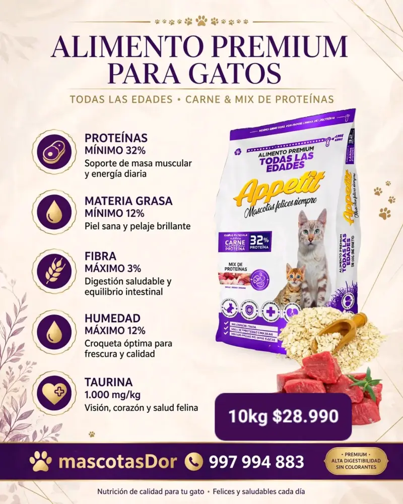 Alimento Premium para Gatos de Todas las Edades