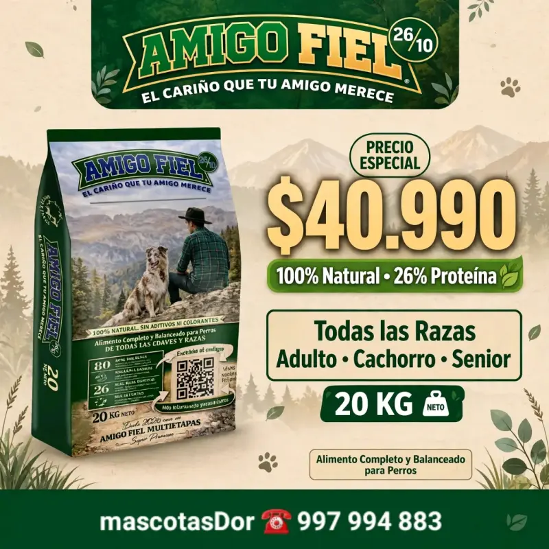 Alimento para perros Amigo Fiel 20kg 100% natural