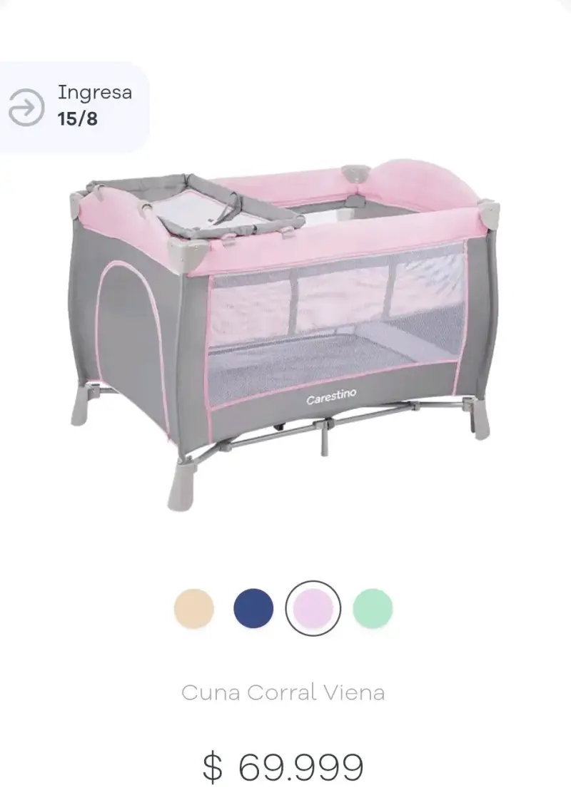Cuna Corral Carestino Viena Rosa y Gris - 1