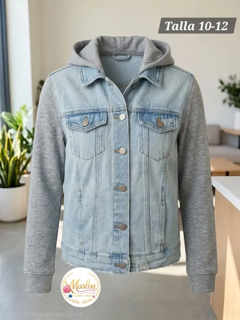 Chaqueta de mezclilla con capucha talla 10-12