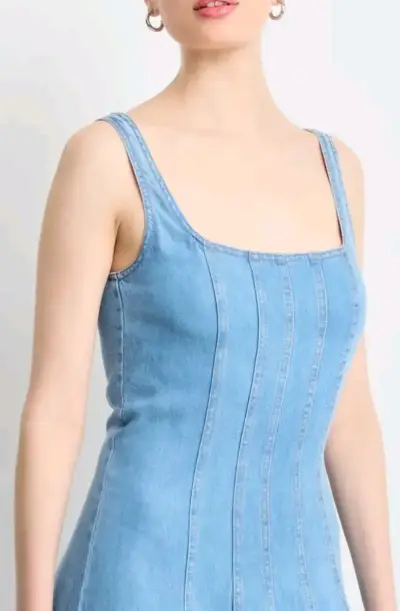 Vestido de mezclilla suave azul claro sin mangas - miniatura 3