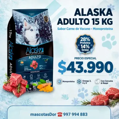 Alimento para perro Alaska Adulto 15 kg sabor carne - miniatura 1
