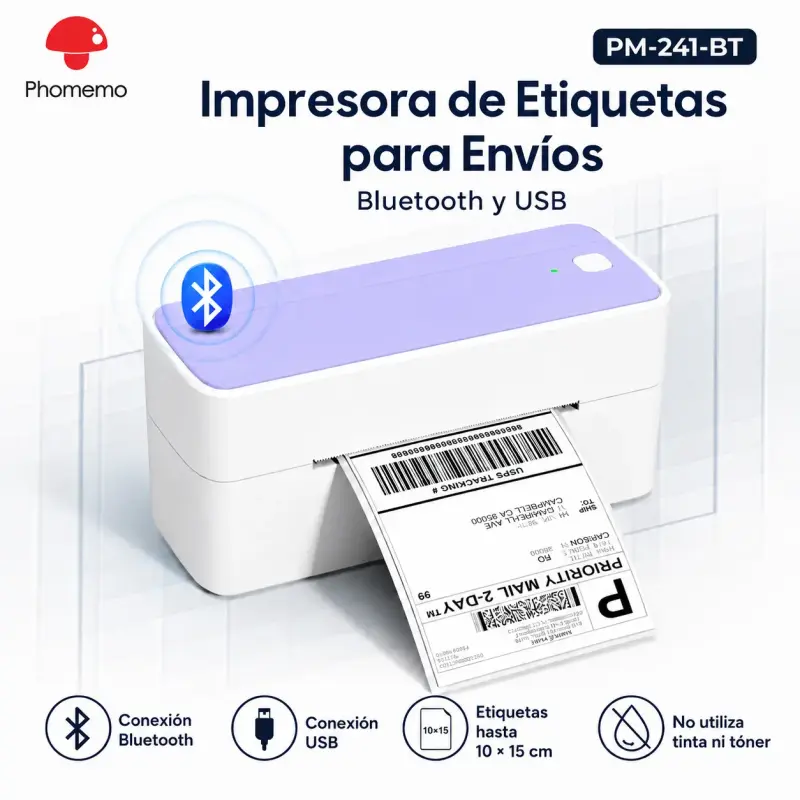 Impresora Etiquetas Phomemo 241-BT Bluetooth/USB - 1