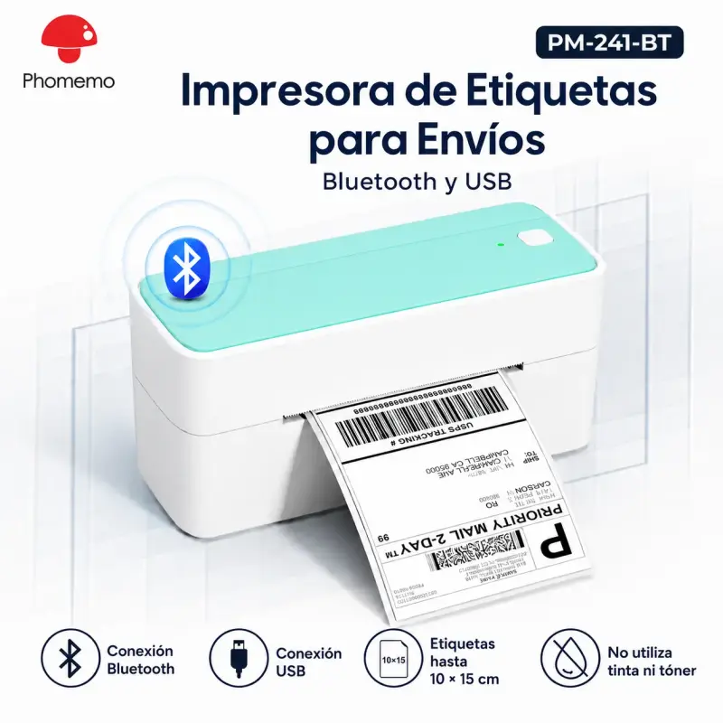 Impresora de etiquetas Phomemo PM-241-BT Bluetooth USB - 1
