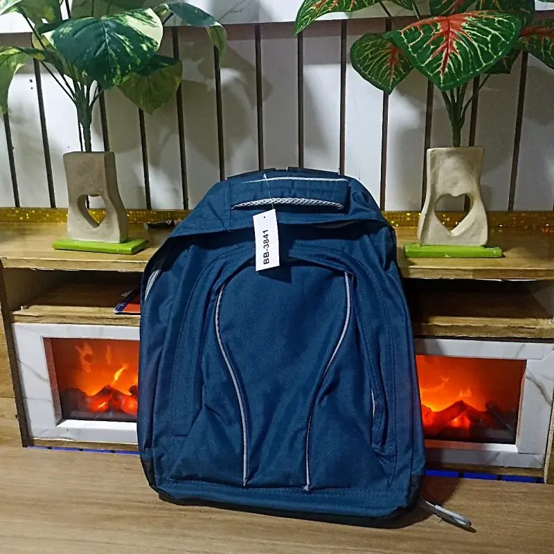 Mochila escolar azul con múltiples compartimentos - 3