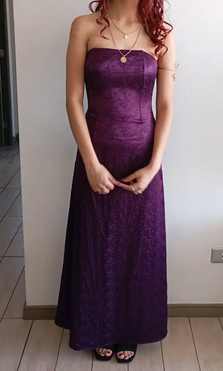 Vestido largo morado elegante para fiesta - 1
