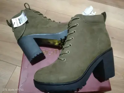 Botines de tacón alto color verde oliva Brigitte - miniatura 2