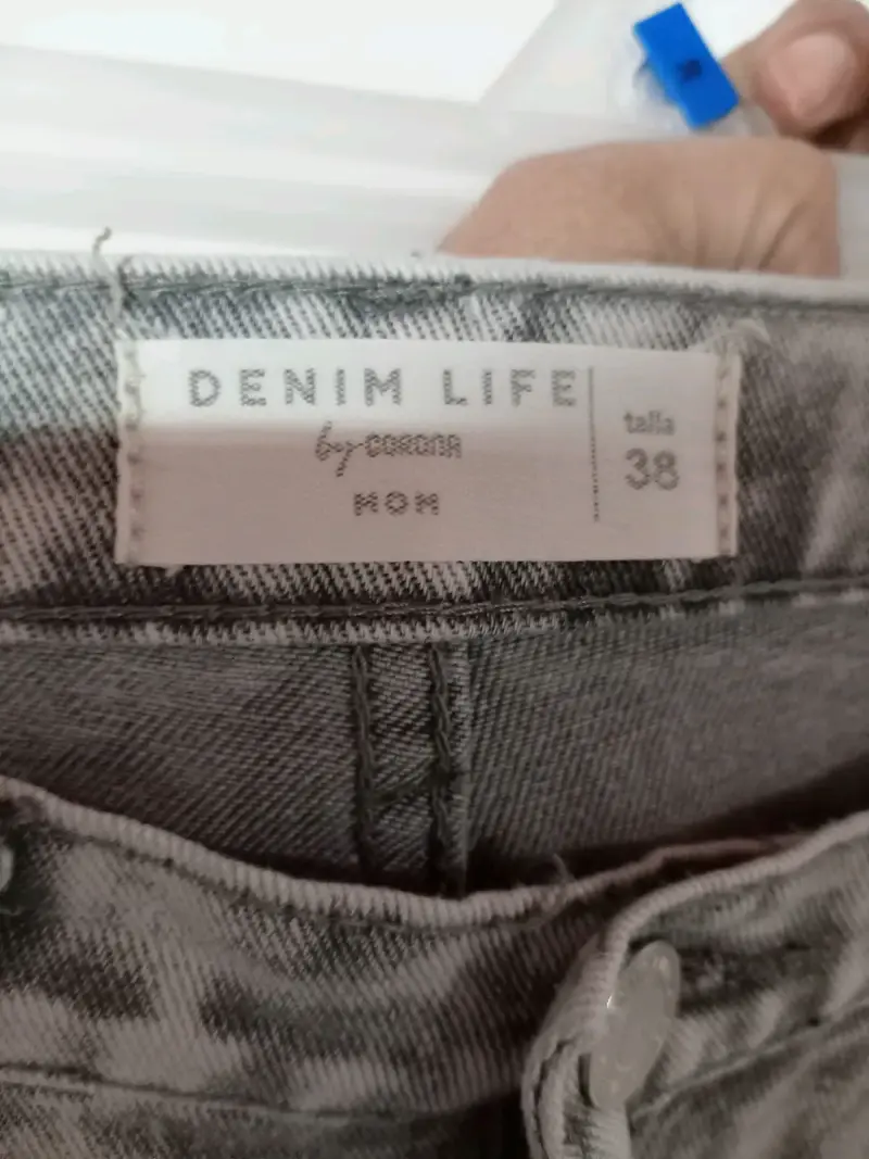 Jeans gris de tiro alto Talla 36 - 3