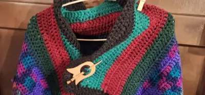 ² bufanda ⁴ tejido a crochet multicolor con broche - miniatura 1