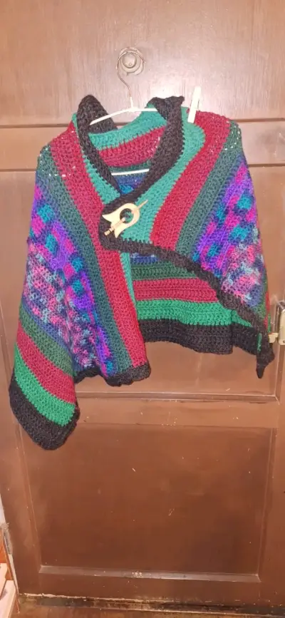 ² bufanda ⁴ tejido a crochet multicolor con broche - miniatura 2