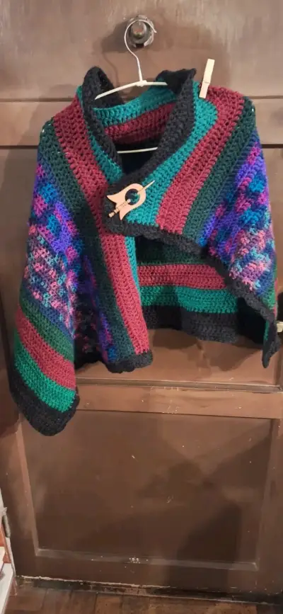² bufanda ⁴ tejido a crochet multicolor con broche - miniatura 3