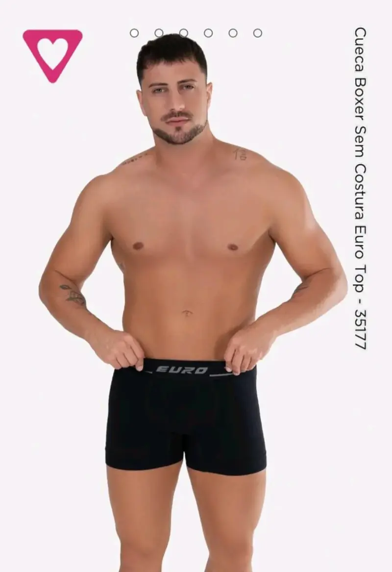 Boxer sem costura Euro negro para hombre - 1