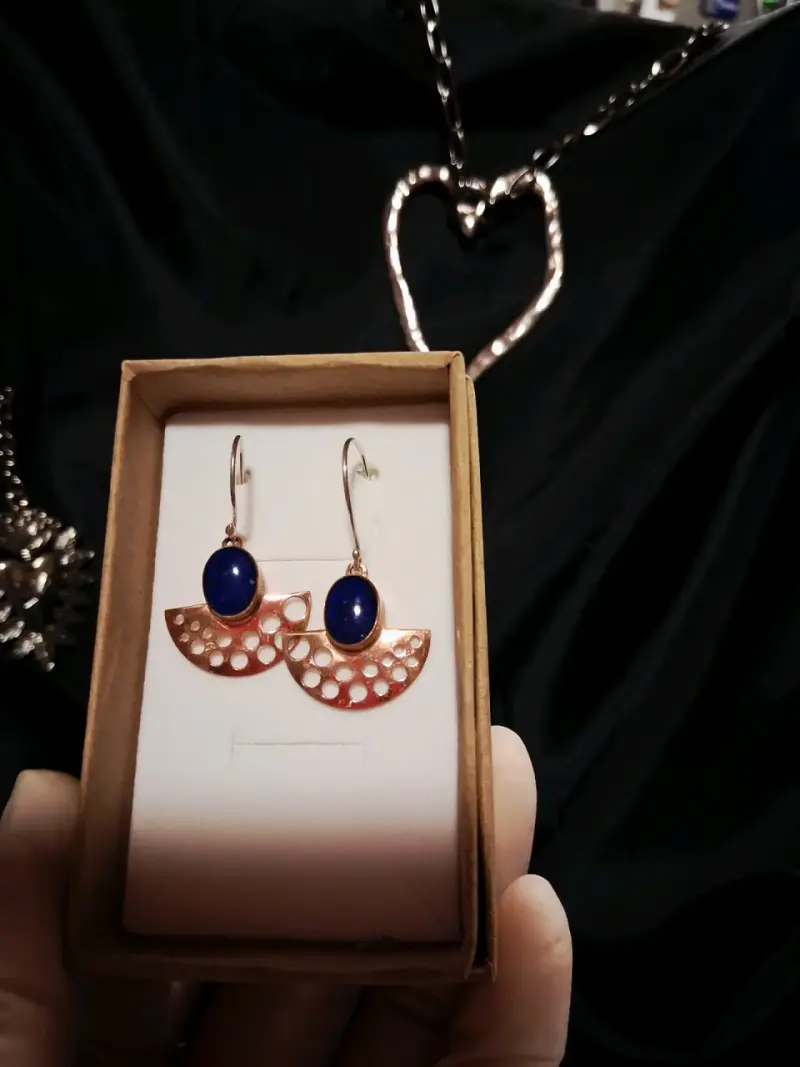 Aros de cobre con con piedras naturales - 3