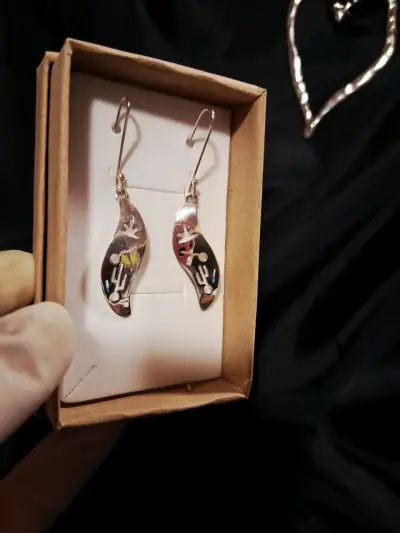 Aros de cobre con  con piedras naturales - miniatura 4