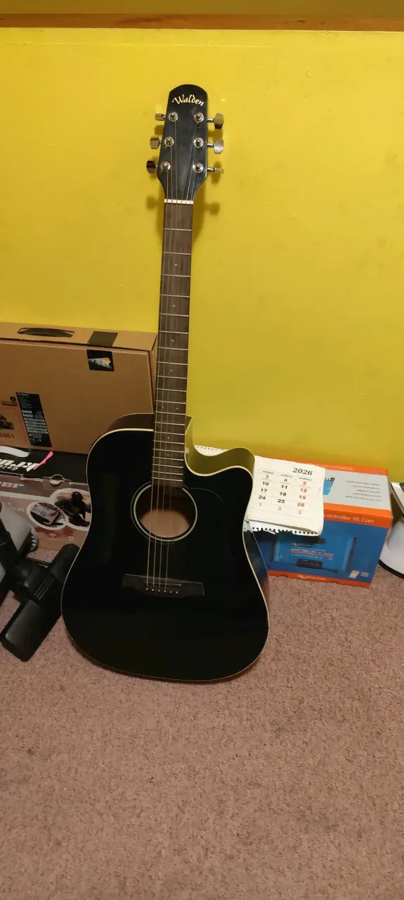 Guitarra acústica negra Walden en buen estado - 1