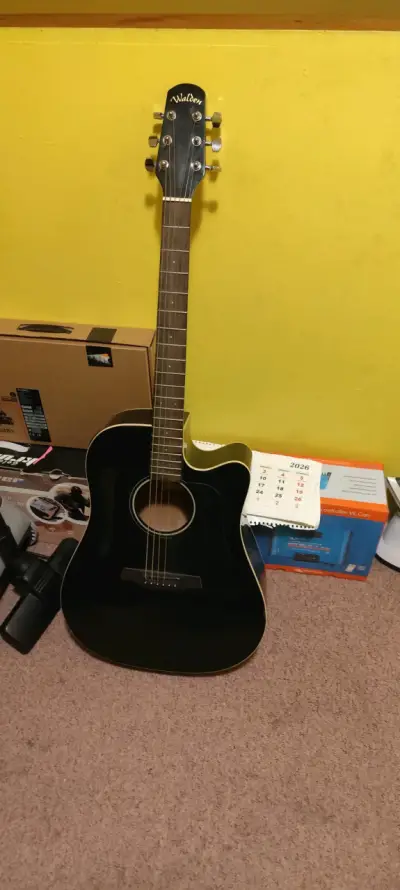 Guitarra acústica negra Walden en buen estado - miniatura 1