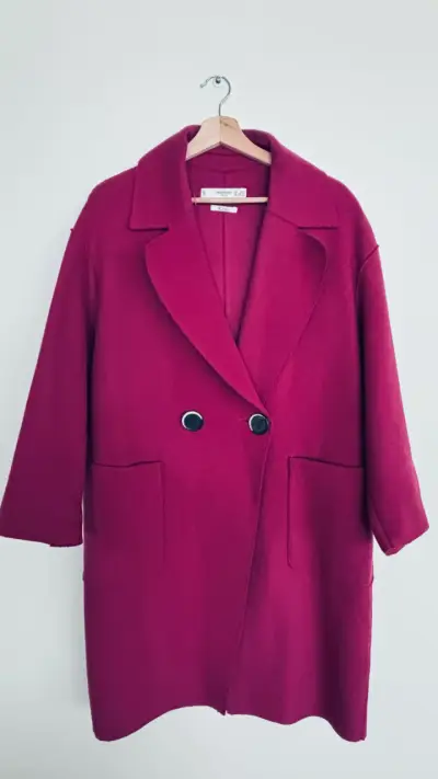 Abrigo largo fucsia de lana Mango - miniatura 1