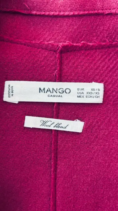 Abrigo largo fucsia de lana Mango - miniatura 4
