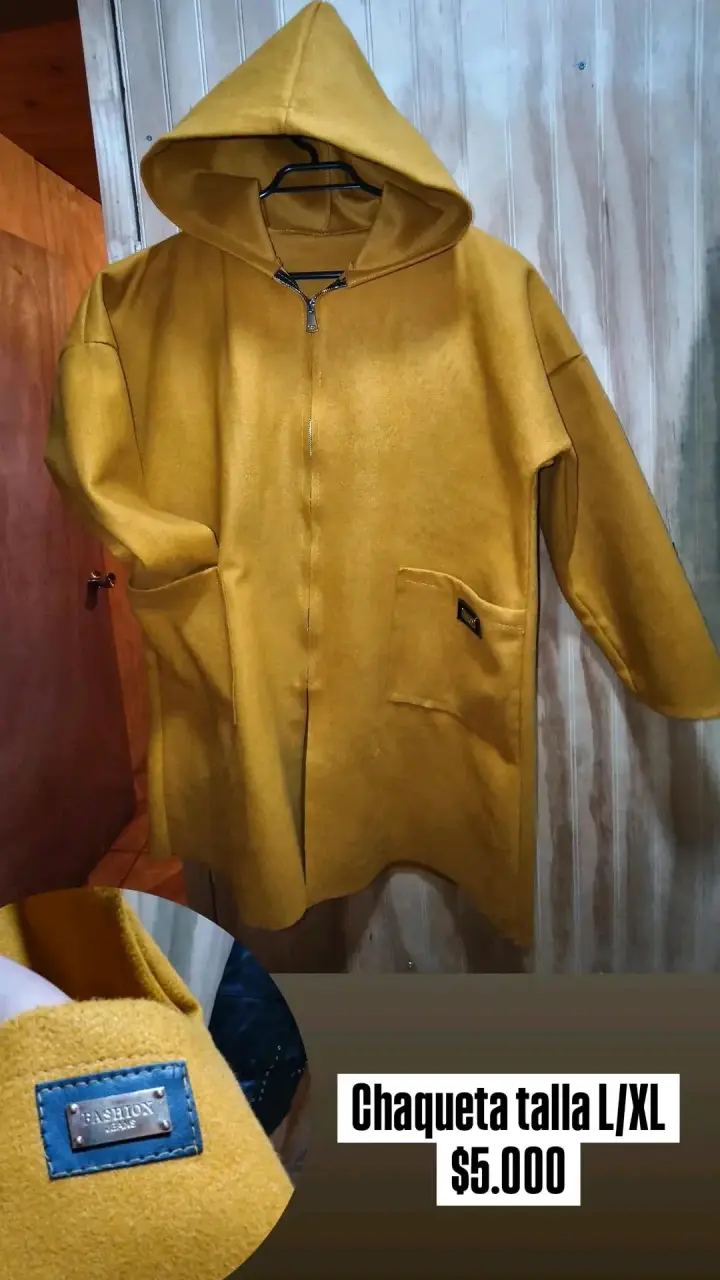 Chaqueta amarilla con capucha talla L/XL